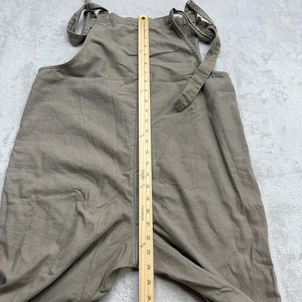 Lucy & Yak Dungarees Overalls Women Size 10 Long Khaki Organic Cotton Tie Strap - Picture 9 of 10